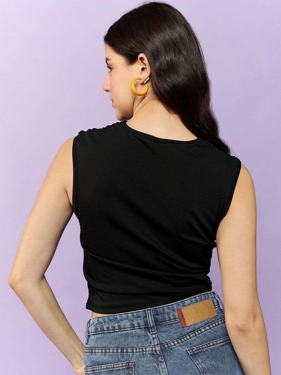 Black Stick Crop Top