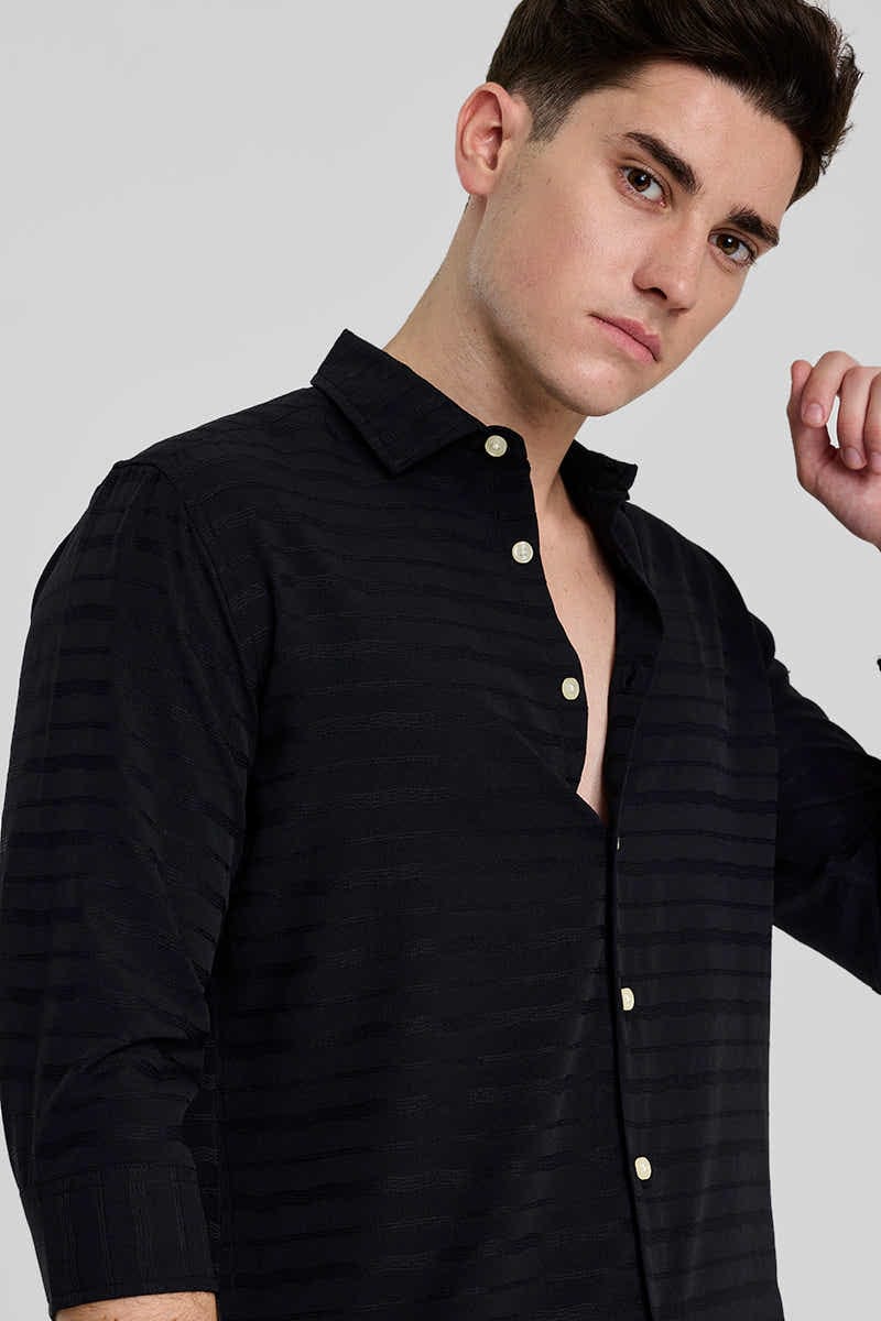 Black Self Design Shirt