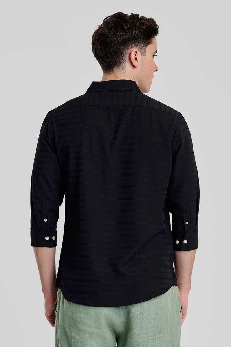 Black Self Design Shirt