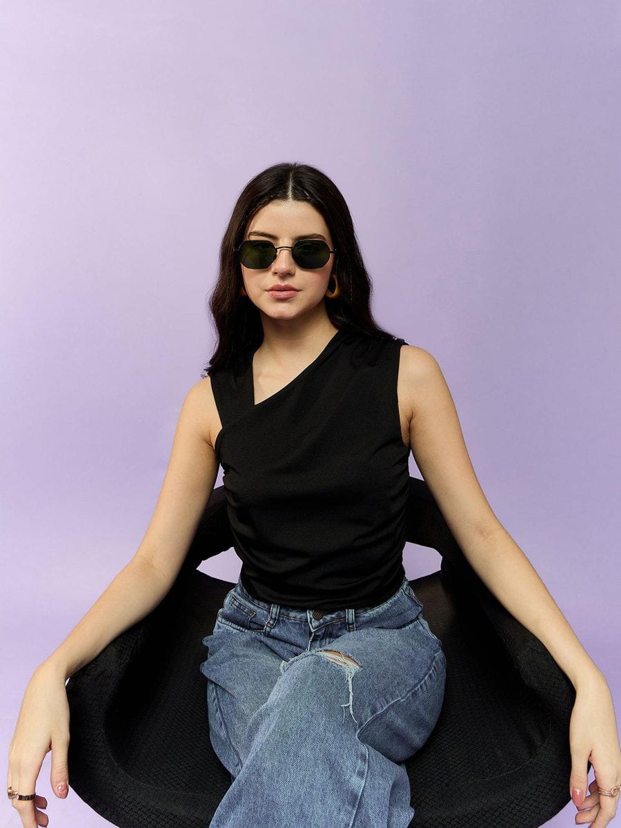 Black Stick Crop Top