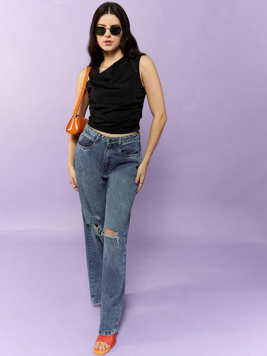 Black Stick Crop Top